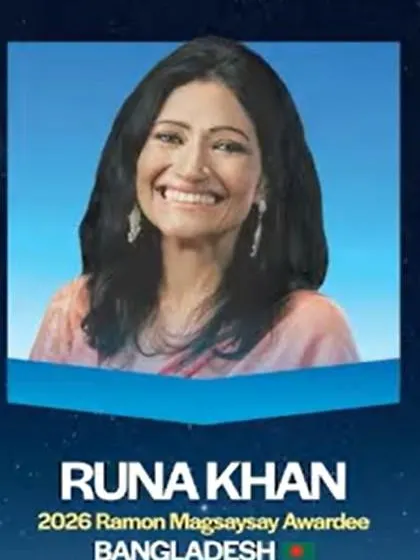 Runa Khan pictured in the Ramon Magsaysay Award Foundation's 2026 awardee graphic.