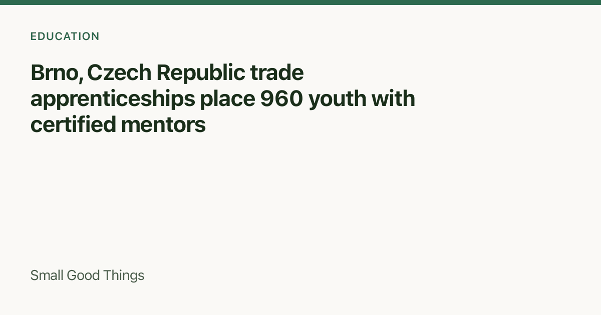 Brno, Czech Republic trade apprenticeships place 960 youth with certified mentors — Brno, Czech Republic