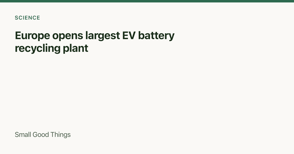 Europe opens largest EV battery recycling plant — Germany