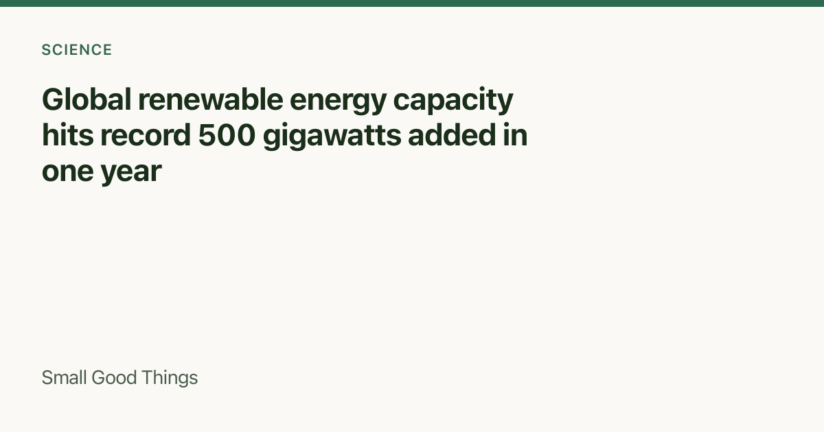Global renewable energy capacity hits record 500 gigawatts added in one year — Global