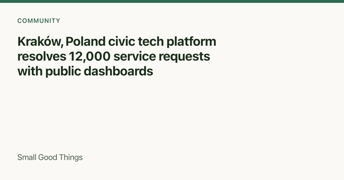 Kraków, Poland civic tech platform resolves 12,000 service requests with public dashboards — Kraków, Poland